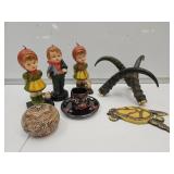 Horn Style Decor Holder, 3 Candles, Wood Turtle +