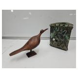 MCM Bird 9.5"L & Signed Pottery MR BOETTGE 6"H