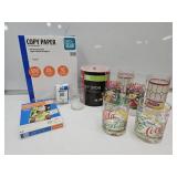 Computer Paper, DVD R, Coca Cola Glasses +