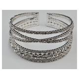 Silver Plated Rhinestone Bangle