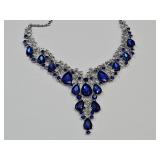 Blue Rhinestone Cocktail Necklace