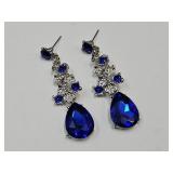 Blue Rhinestone Pierced Earrings