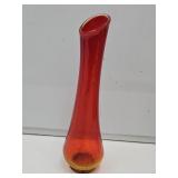MCM Orange Crackle Glass Swung Viking Vase14.5"h