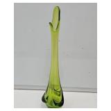 MCM Green Swung H Glass Viking  Vase 15.5"high
