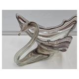 Art Glass Swan Planter  12" Wide