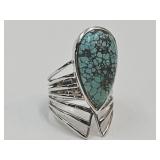 Sterling Silver  Tear Drop Turquoise  JTV Ring SZ