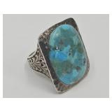 Sterling Silver  Size 6 LargeTurquoise  JTV Ring