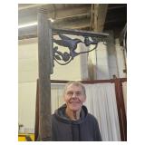 6 FT Wooden Post with Cast Iron Hanging Bracket