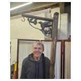 6 FT Wooden Post with Cast Iron Hanging Bracket