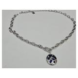 Rhodium & Blue Sapphire Pendant Necklace