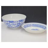 10" Blue & White Porcelain Bowl &  Syracuse Dish