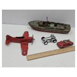 VTG Metal Toys Grand Prix Car, Tin Boat, Hubley+
