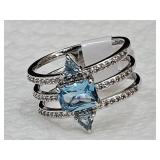 New Sterling Silver & Topaz Ring Sz 7