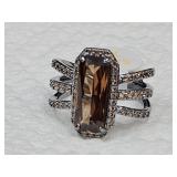 Golden Topaz & Sterling Silver Ring Sz 7