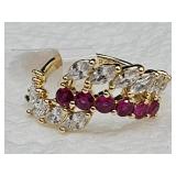 Gold over Sterling Silver Ruby & Austrian Crystal