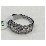 Rhodium over Sterling Silver& Moissanite Ring Sz 8