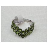 Sterling Silver & Peridot Ring Sz 9