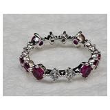 Sterling Silver Austrian Crystal & Ruby Ring Sz 6