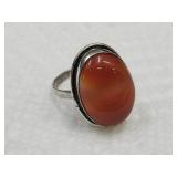 Sterling Silver & Yellow/Orange Jasper Ring Sz 9.5