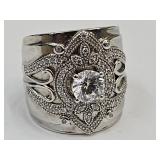 White CZ SZ 6 Rhodium Over Sterling JVC Ring