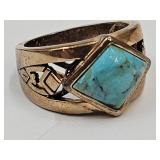 Diamond Shaped Turquoise Copper JVC Ring SZ 7