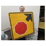 STOP AHEAD 36" Large Metal Sign