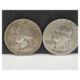 1954 & 57 Silver Quarter Coins