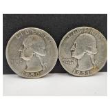 1950 & 51 Silver Quarter Coins