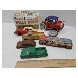 VTG Toy Lot Tin Bus,Rubber Car,Renwal,Tootsie Toy+