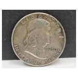1950  Silver  Franklin  Half Dollar Coin