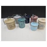 LOT Of Vintage Food Crocks  3" to 4 1/4"h