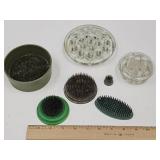 Vintage Flower Frogs, Metal, Glass & Cast Base