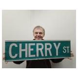Metal Sign CHERRY STREET 30 x 9"  2 Sided