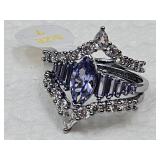 Tanzanite & White Topaz Ring Set Sz 7