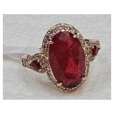 10KG Over Sterling Silver Ruby Ring Sz 9