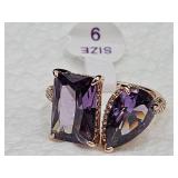 10KG Over Sterling Silver Amethyst Ring Sz 9