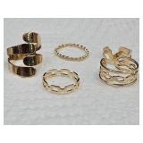 Lot of 5 Gold Tone Knuckle Rings
