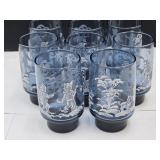 Libbey Smoky Dusty Blue Mary Gregory Glasses