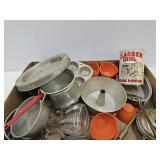 Baking Powder Tin & Lot of Tin Toy Dishes