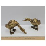 2  Vintage Brass Geese  8" Long
