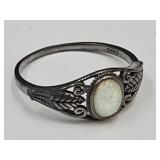 New 925 Silver Opal Set Ring  SZ 9