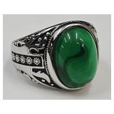 New 925 Silver Green Set Ring SZ 10