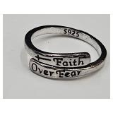 New 925 Silver ADJ Ring  FAITH OVER FEAR