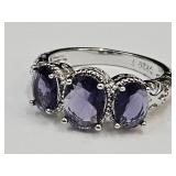 New 925 Silver Purple Set Ring SZ 7