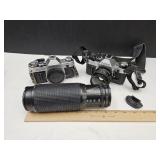 2 Canon Cameras Model # AE-1 & AT-1 & Lens