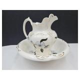 VTG Ceramic Full Size Water Pitcher & Bowl