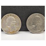 1964 Silver Quarter & Clad 1966 Quarter Coin