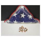 20 Pennies with 3x5 Burial Free Flags