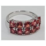 Lab Created Red Ruby JVC 925 Silver Ring sz 8