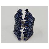 Blue Sinel 925  Sterling Silver JVC Ring SZ 8